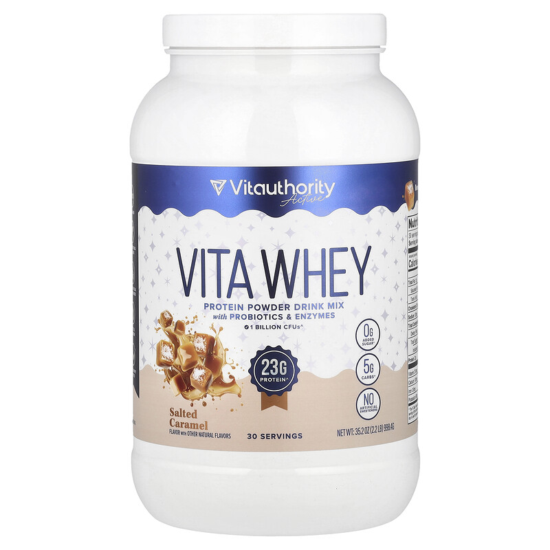 Vitauthority, Порошок из сывороточного протеина Vita, с соленой карамелью, 998,4 г (2,2 фунта)
Vitauthority, Порошок из сывороточного протеина Vita, с соленой карамелью, 998,4 г (2,2 фунта)
