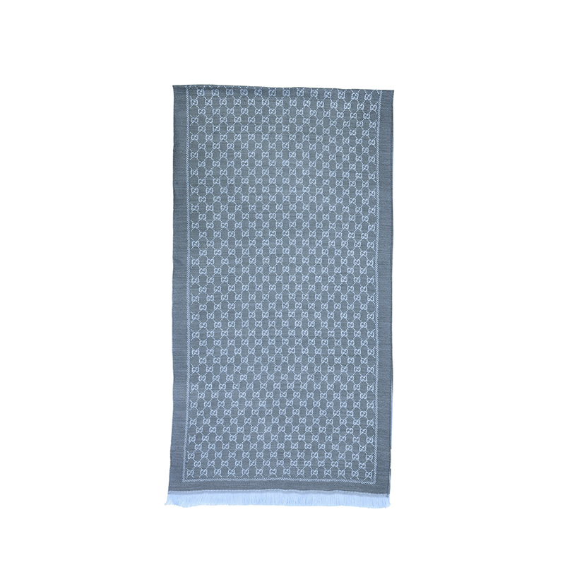 Шерстяной вязаный шарф унисекс светло-голубой/светло-серый GUCCI 
Шерстяной вязаный шарф унисекс светло-голубой/светло-серый GUCCI