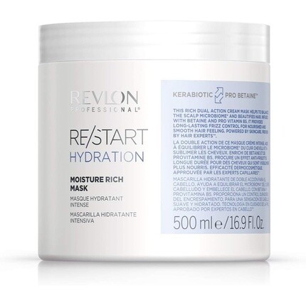 Re/Start Hydration Увлажняющая маска 500 мл, Revlon
Re/Start Hydration Увлажняющая маска 500 мл, Revlon