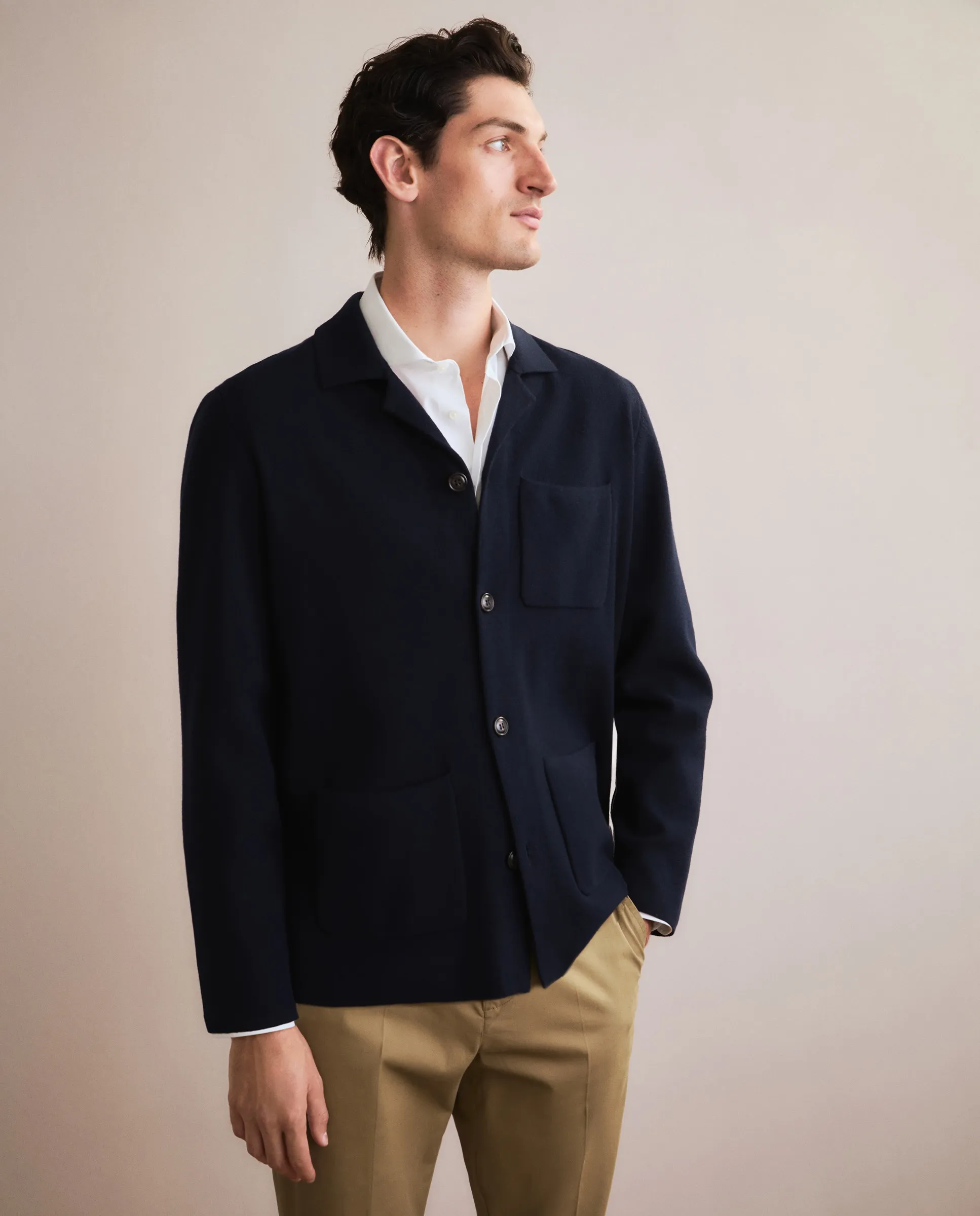 Мужской кардиган на пуговицах с отложным воротником Emidio Tucci, темно-синий 
Мужской кардиган на пуговицах с отложным воротником Emidio Tucci, темно-синий