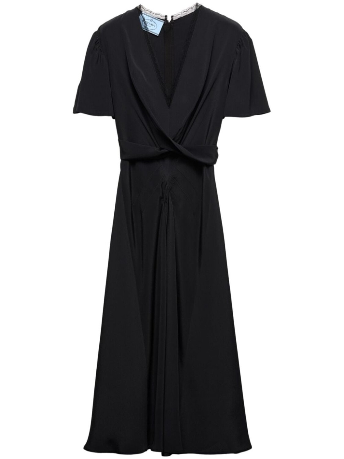 Prada платье миди с V-образным вырезом и короткими рукавами, черный
Prada платье миди с V-образным вырезом и короткими рукавами, черный