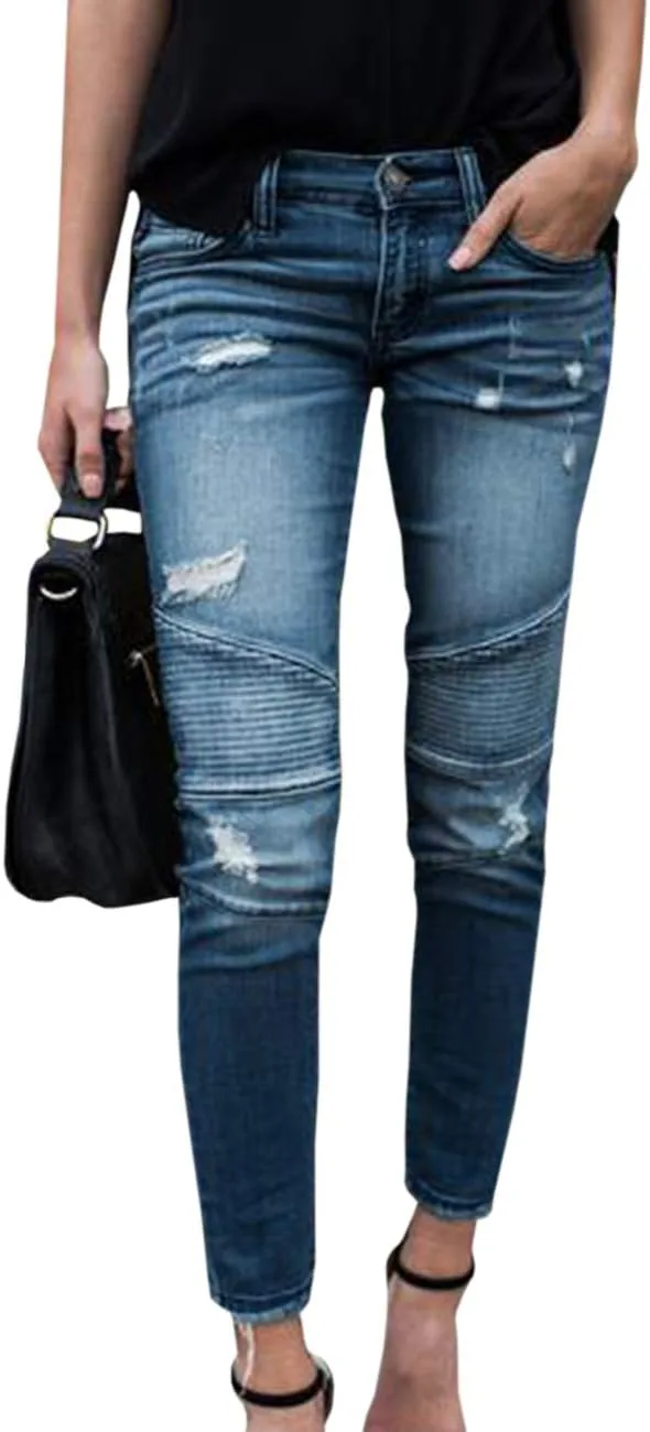 Sexyshine Женские облегающие джинсы скинни с потертостями и разрывами
Sexyshine Женские облегающие джинсы скинни с потертостями и разрывами
