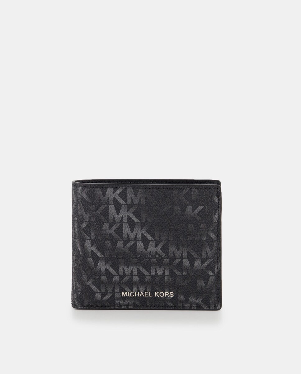 Мужской кожаный кошелек Greyson с логотипом и карманом для монет Michael Kors, черный 
Мужской кожаный кошелек Greyson с логотипом и карманом для монет Michael Kors, черный