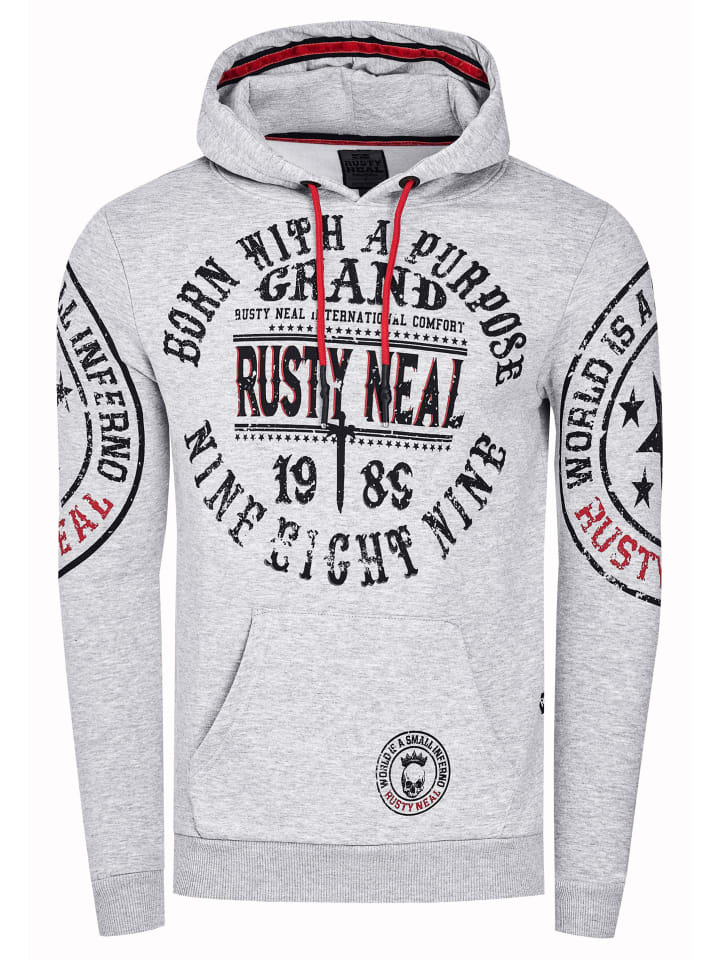 Rusty Neal Толстовка в стиле стритвеар с капюшоном и принтами серого цвета
Rusty Neal Толстовка в стиле стритвеар с капюшоном и принтами серого цвета