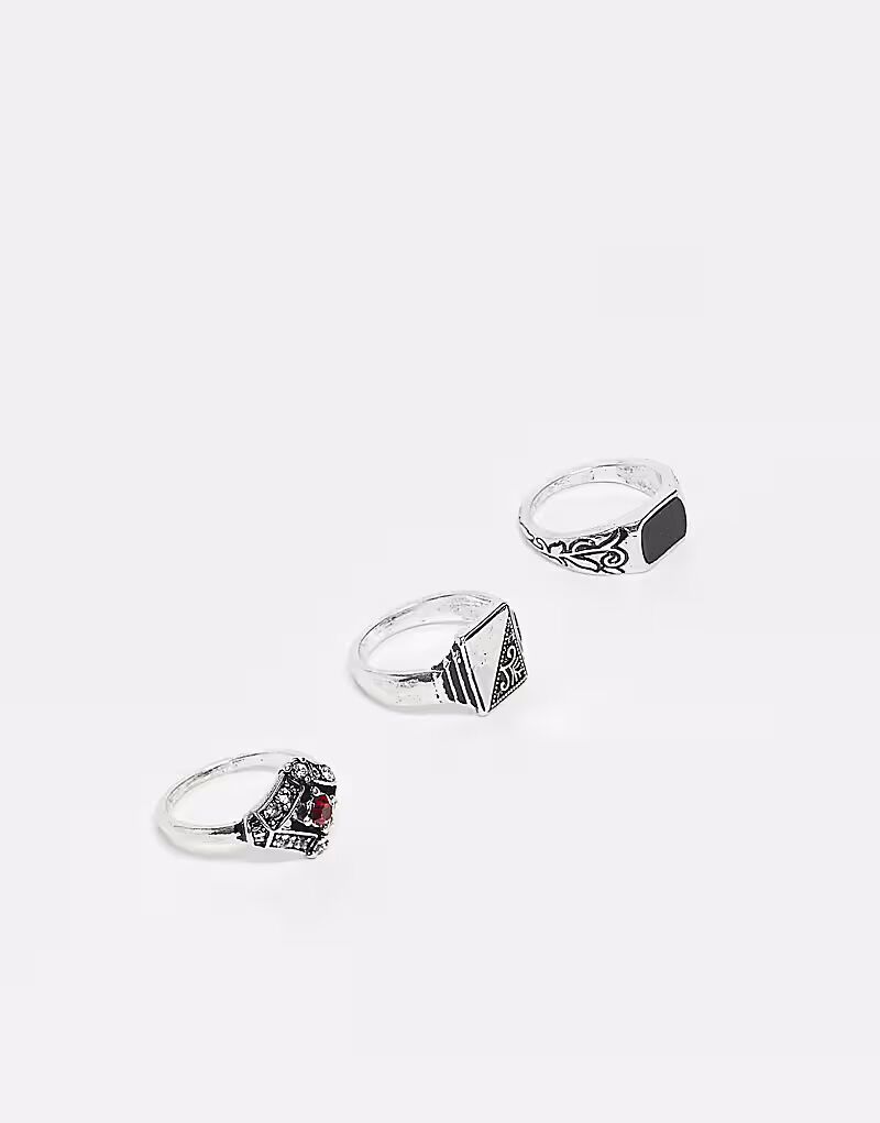 Набор из 3 колец-унисекс с искусственными камнями из полированного серебра Reclaimed Vintage
Набор из 3 колец-унисекс с искусственными камнями из полированного серебра Reclaimed Vintage