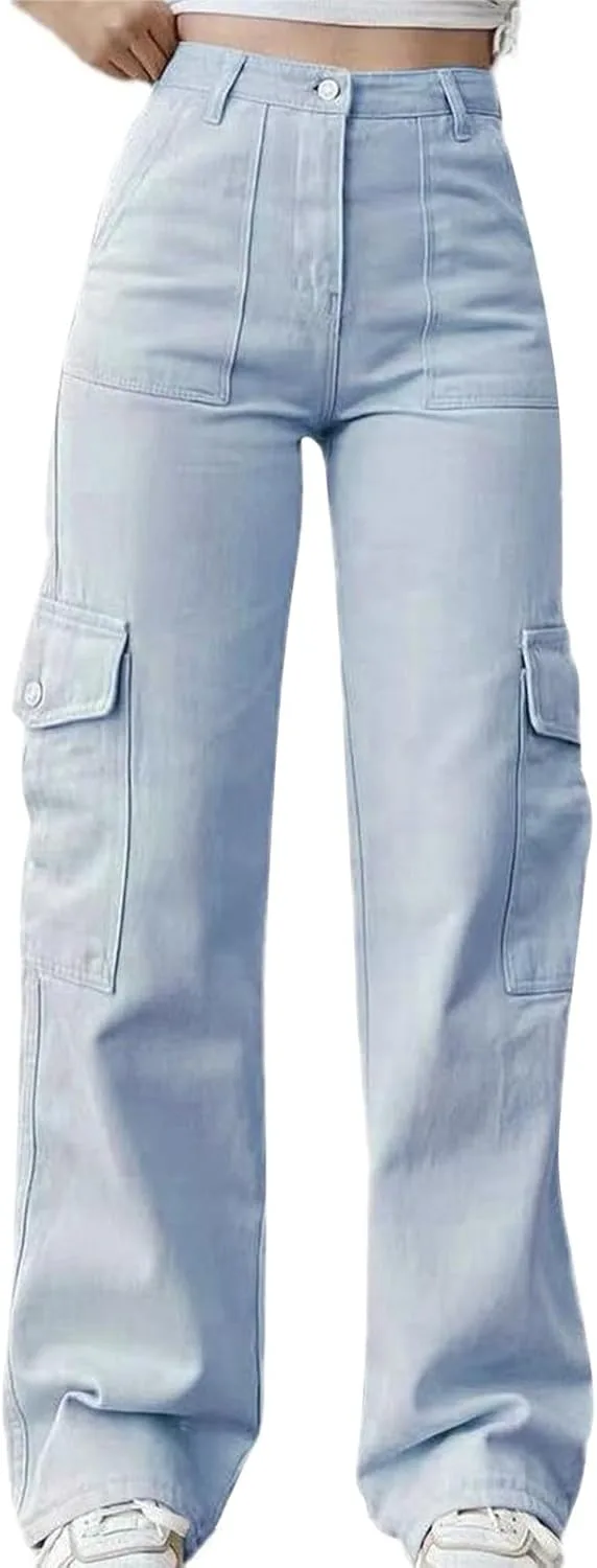 Женские карго джинсы с высокой талией и прямыми штанинами bawilom
Женские карго джинсы с высокой талией и прямыми штанинами bawilom