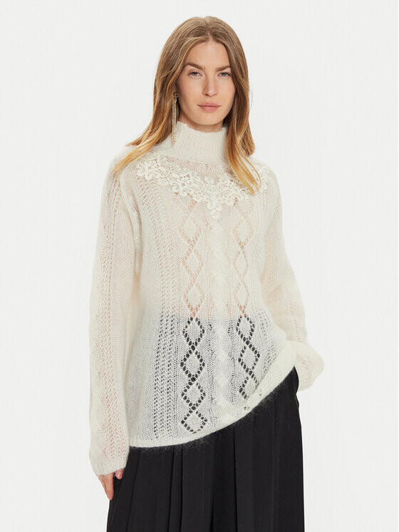 Свитер свободного кроя с высоким воротником Twinset, экрю
Свитер свободного кроя с высоким воротником Twinset, экрю