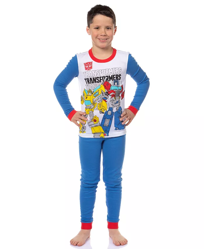 Пижамный комплект для сна с логотипом персонажей Оптимуса Прайма и Бамблби для мальчиков Transformers, синий 
Пижамный комплект для сна с логотипом персонажей Оптимуса Прайма и Бамблби для мальчиков Transformers, синий