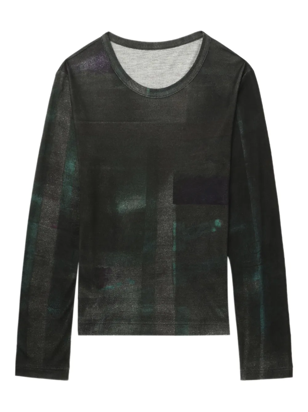 Футболка с длинным рукавом и принтом Y's, зеленый 
Футболка с длинным рукавом и принтом Y's, зеленый