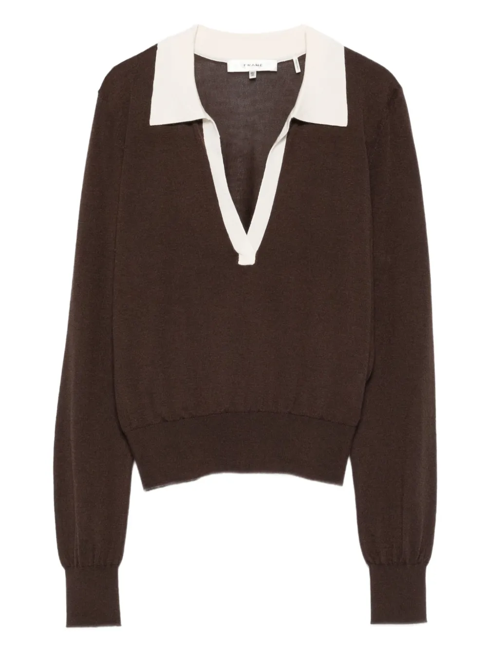 Топ с V-образным вырезом и воротником поло FRAME, коричневый
Топ с V-образным вырезом и воротником поло FRAME, коричневый
