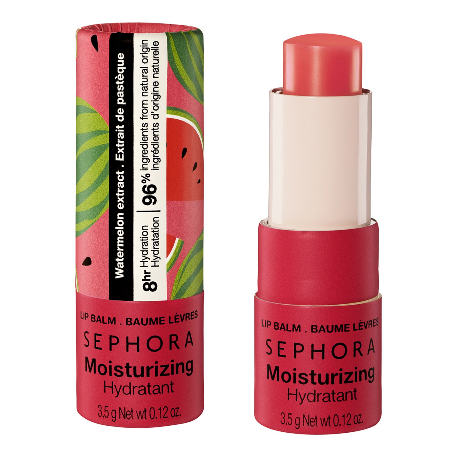 Бальзам для губ, обеспечивающий увлажнение в течение 8 часов. Moisturizing Lip Balm Sephora Collection, Wassermelone (3,50 g)
Бальзам для губ, обеспечивающий увлажнение в течение 8 часов. Moisturizing Lip Balm Sephora Collection, Wassermelone (3,50 g)