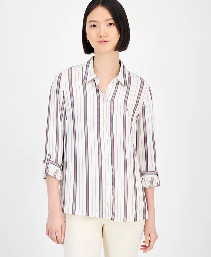 Женская полосатая рубашка с отворотом Tommy Hilfiger, слоновая кость/кремовый
Женская полосатая рубашка с отворотом Tommy Hilfiger, слоновая кость/кремовый