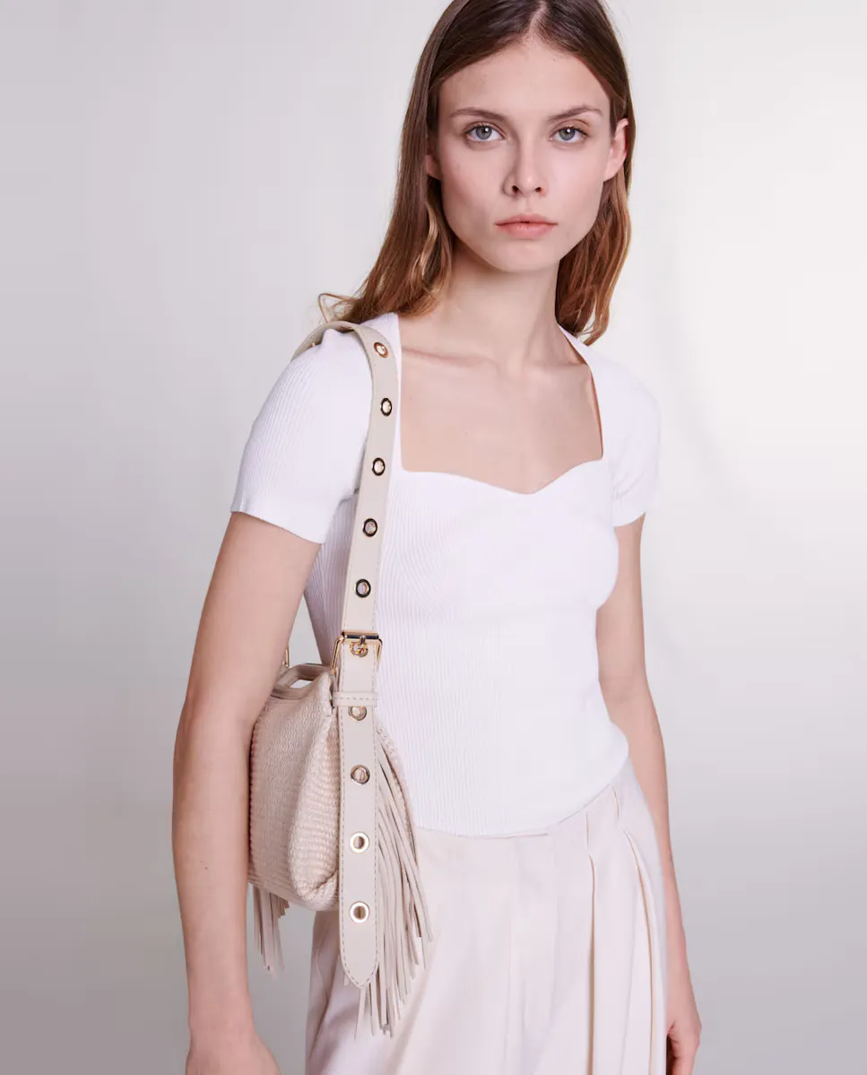 Женский трикотажный топ в рубчик с вырезом в форме сердца Maje, белый
Женский трикотажный топ в рубчик с вырезом в форме сердца Maje, белый