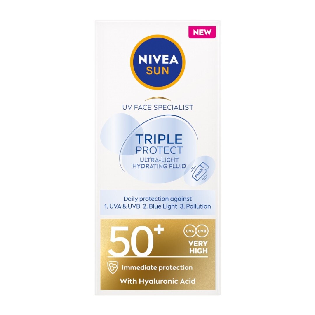 Nivea, Солнцезащитный флюид для лица Triple Protect Spf50+, 40 мл 
Nivea, Солнцезащитный флюид для лица Triple Protect Spf50+, 40 мл