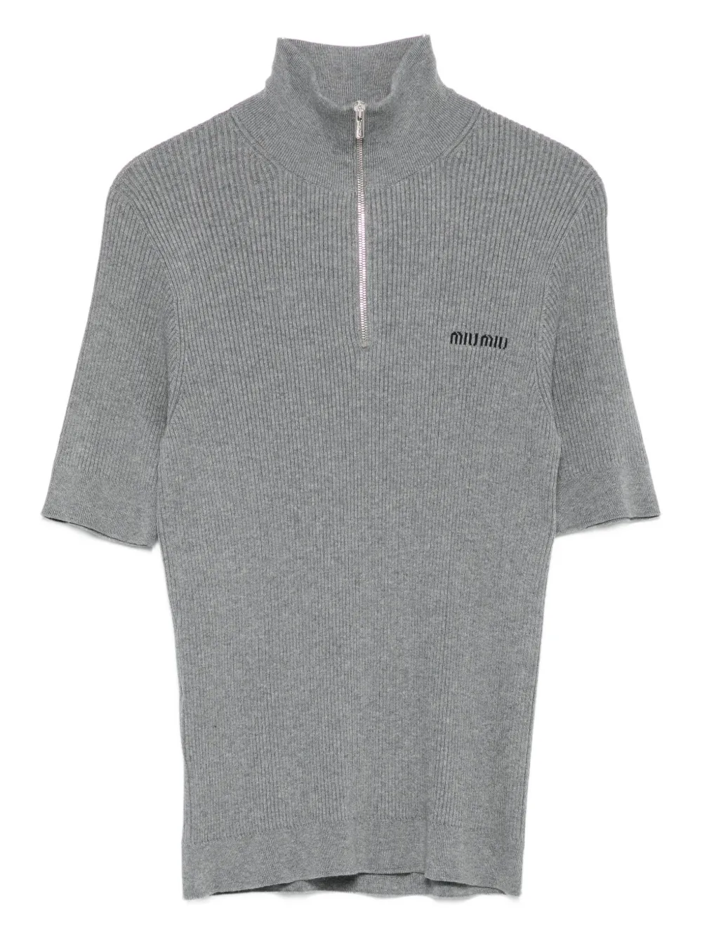 Трикотажный топ с короткими рукавами MIU MIU, серый
Трикотажный топ с короткими рукавами MIU MIU, серый