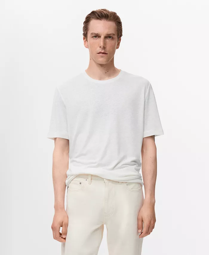 Мужская льняная футболка Slim-Fit Mango, белый
Мужская льняная футболка Slim-Fit Mango, белый