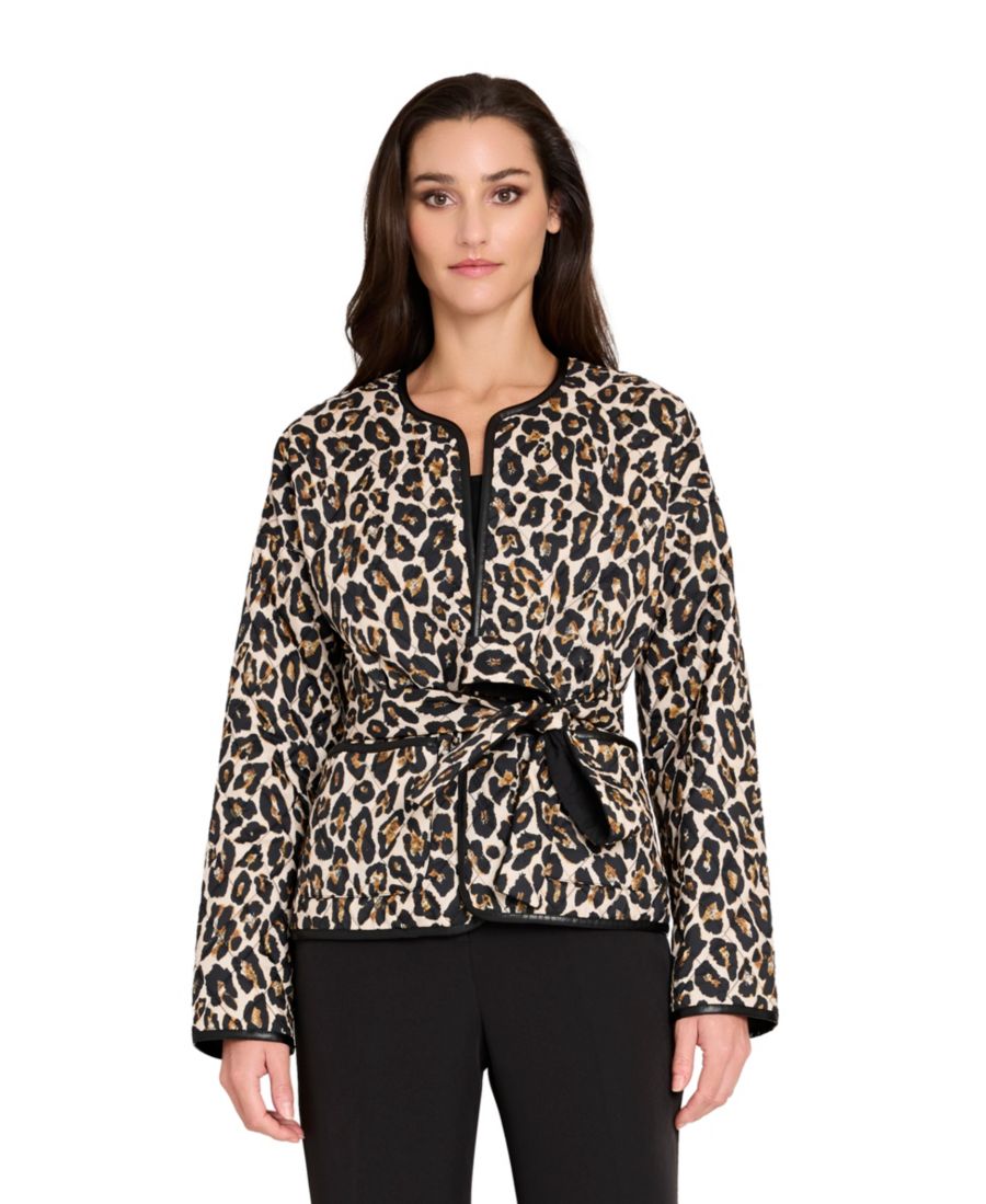 Женская двусторонняя стеганая куртка без воротника с поясом и завязками Tahari ASL, Natural Leopard
Женская двусторонняя стеганая куртка без воротника с поясом и завязками Tahari ASL, Natural Leopard