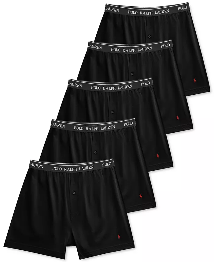Мужские боксеры из хлопкового трикотажа классического кроя, 5 штук Polo Ralph Lauren, черный 
Мужские боксеры из хлопкового трикотажа классического кроя, 5 штук Polo Ralph Lauren, черный