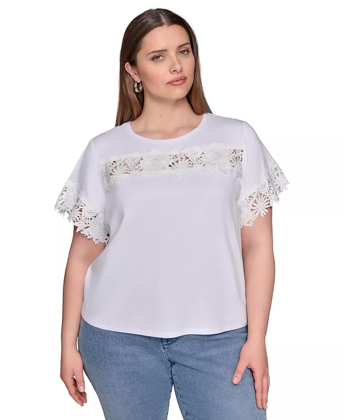 Топ с ажурными вырезами больших размеров KARL LAGERFELD PARIS, белый
Топ с ажурными вырезами больших размеров KARL LAGERFELD PARIS, белый