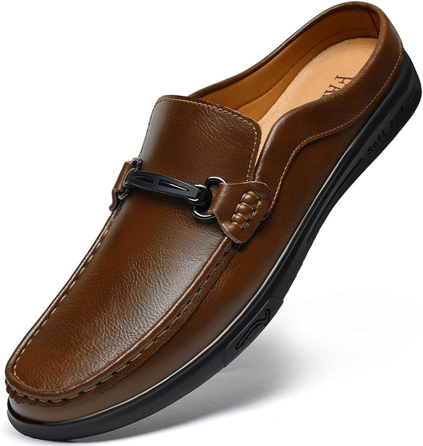 Мужские кожаные мюли с плоской подошвой, ручной строчкой, металлической пряжкой, модный круглый носок, мягкая подошва, слайдоны с ремешком на пятке, пенни-лоферы для повседневной носки Aegnongl, коричневый
Мужские кожаные мюли с плоской подошвой, ручной строчкой, металлической пряжкой, модный круглый носок, мягкая подошва, слайдоны с ремешком на пятке, пенни-лоферы для повседневной носки Aegnongl, коричневый