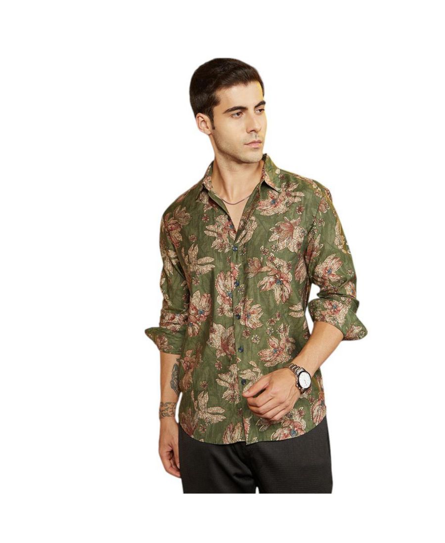 Мужская рубашка оливково-зеленого цвета с рисунком увядающий цветок Campus Sutra, Green
Мужская рубашка оливково-зеленого цвета с рисунком увядающий цветок Campus Sutra, Green