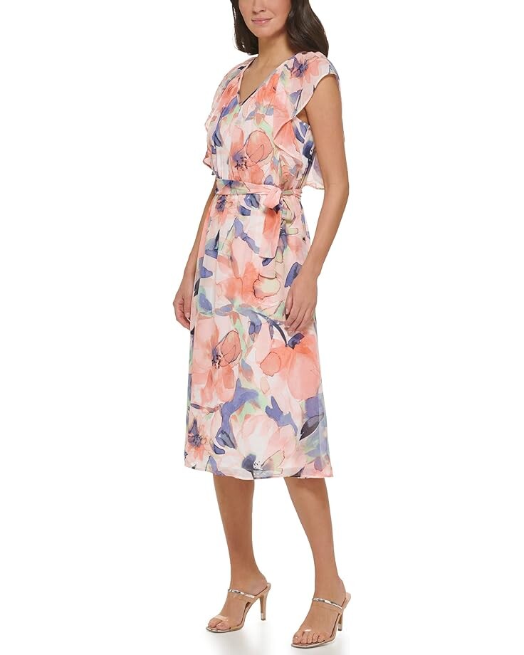 Платье DKNY Ruffle Sleeve V-Neck Midi Dress, цвет Sunkist Coral/Spring Navy Multi
Платье DKNY Ruffle Sleeve V-Neck Midi Dress, цвет Sunkist Coral/Spring Navy Multi