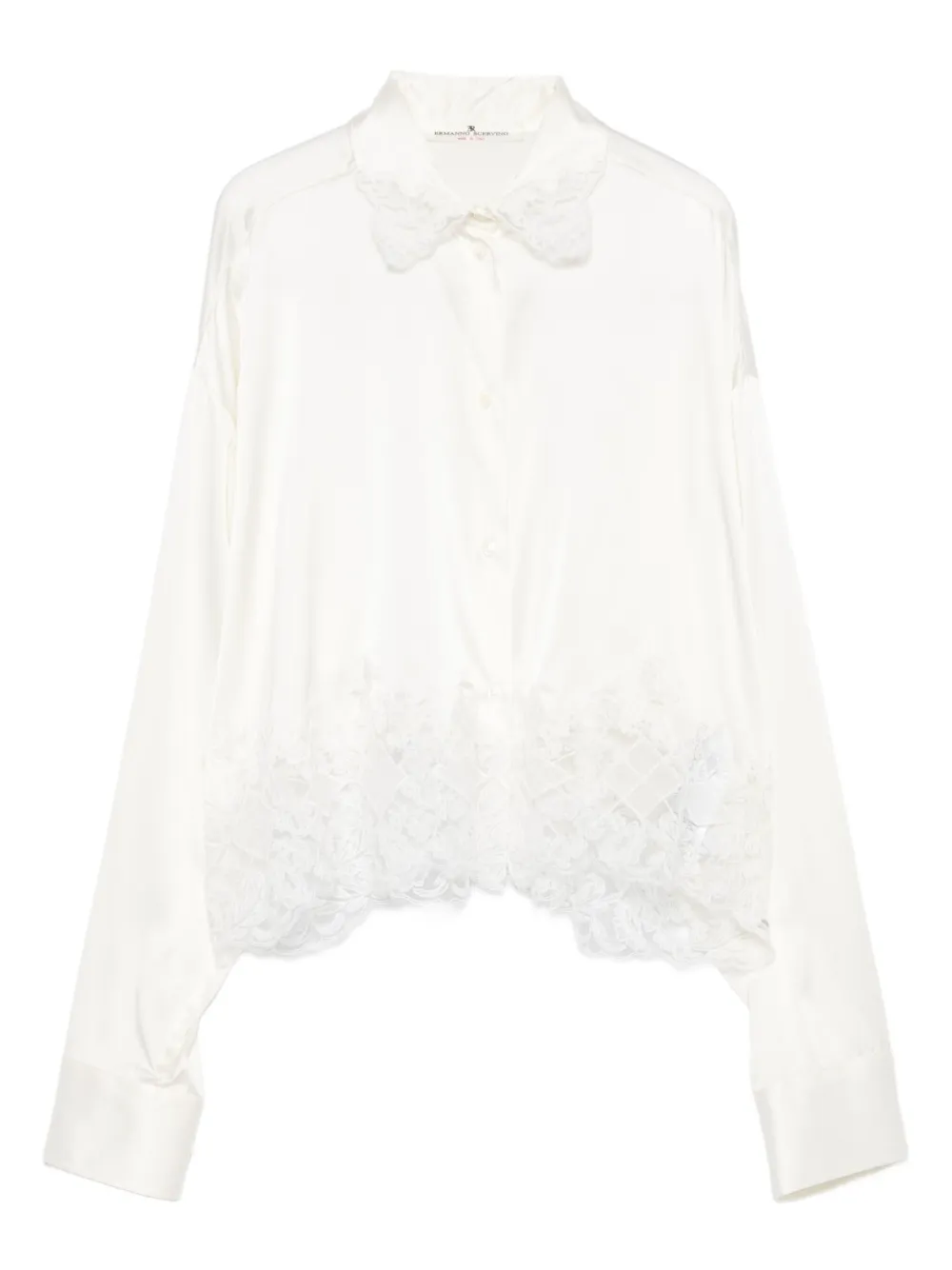 Рубашка с длинными рукавами и кружевной отделкой Ermanno Scervino, нейтральный
Рубашка с длинными рукавами и кружевной отделкой Ermanno Scervino, нейтральный