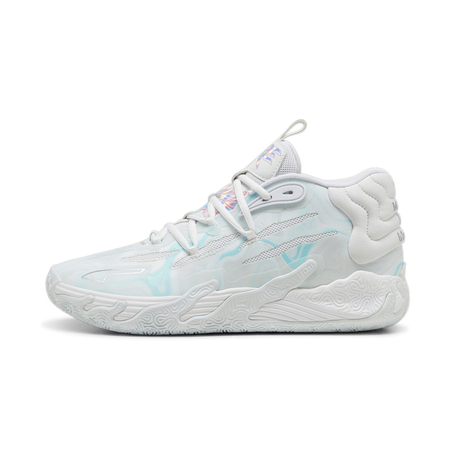Мужские баскетбольные кроссовки PUMA x LAMELO BALL MB.03 переливающиеся, цвет White/Dewdrop
Мужские баскетбольные кроссовки PUMA x LAMELO BALL MB.03 переливающиеся, цвет White/Dewdrop