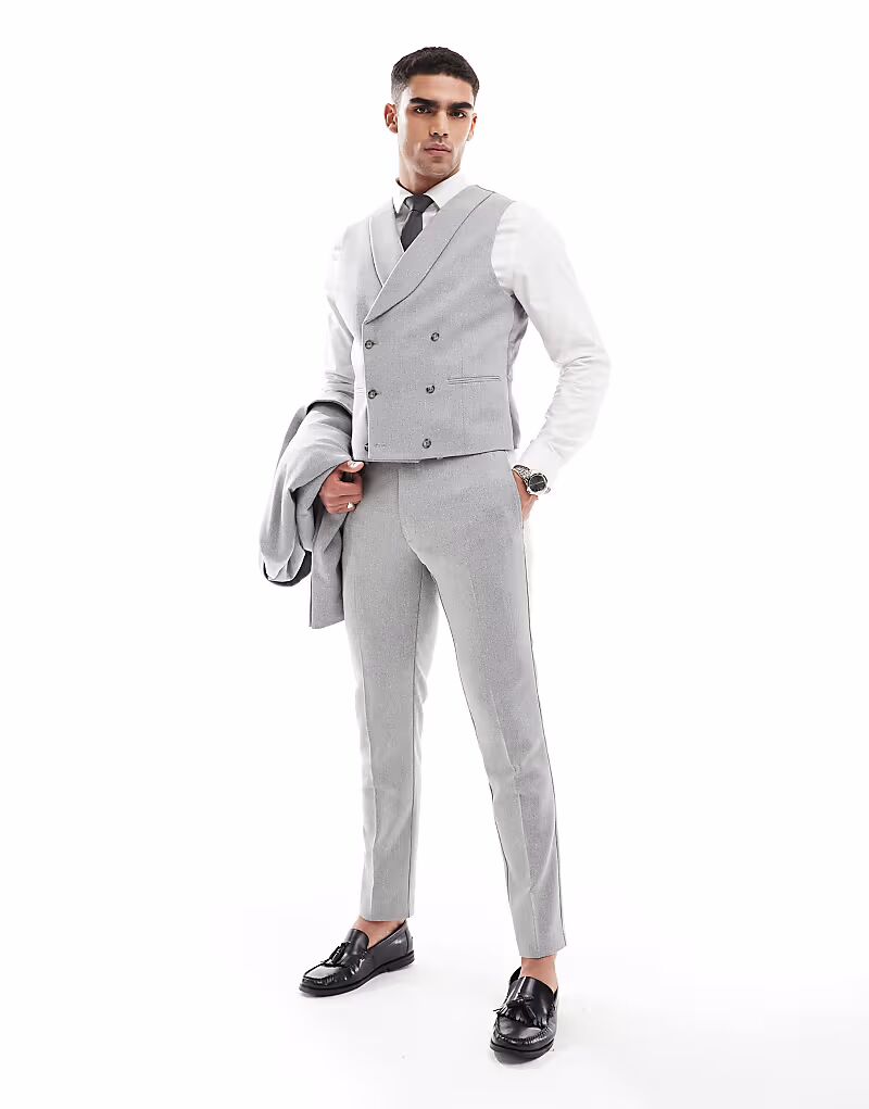 Узкие шерстяные брюки серого цвета Asos Design
Узкие шерстяные брюки серого цвета Asos Design