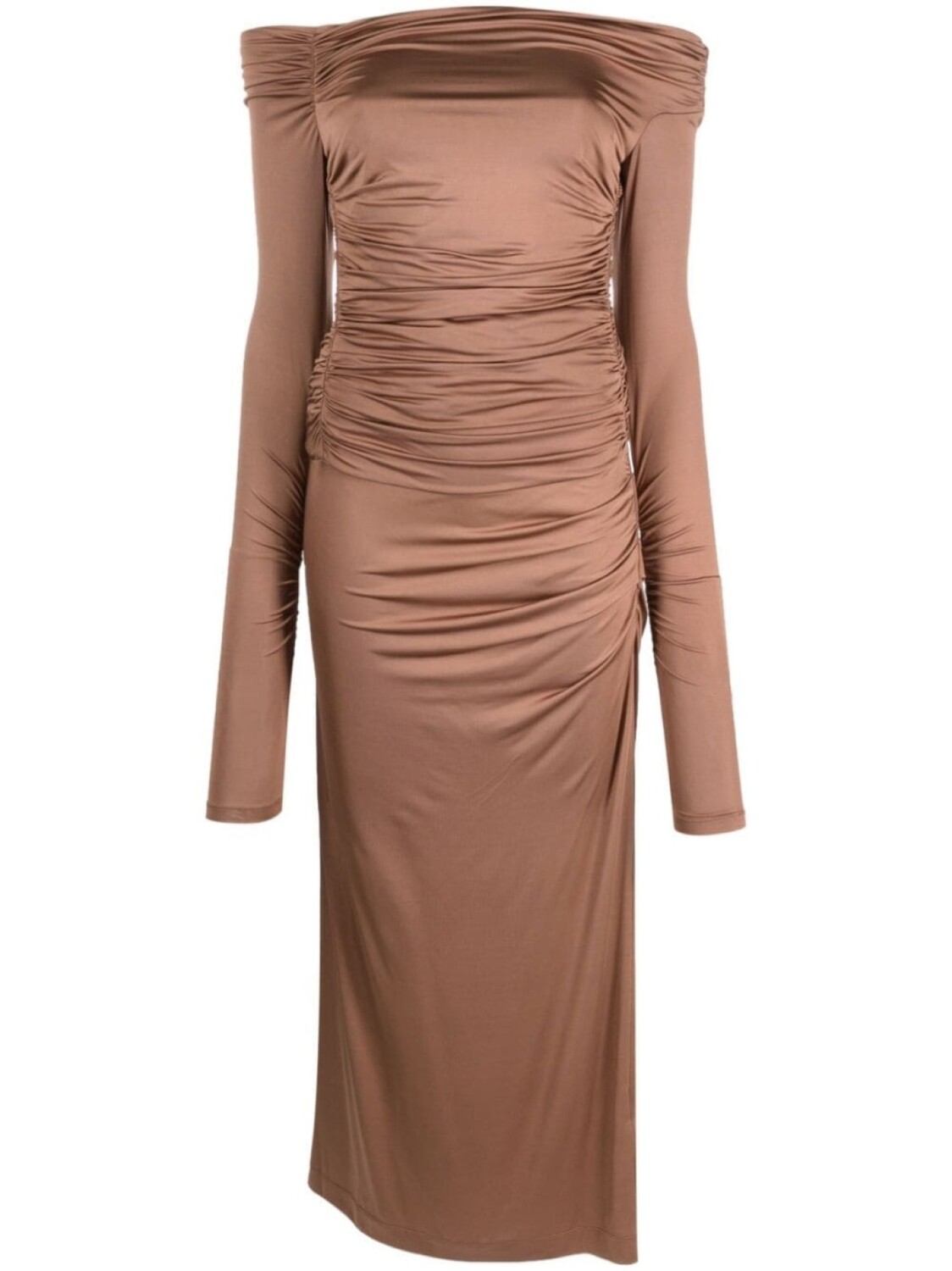 Helmut Lang драпированное платье макси с открытыми плечами, коричневый
Helmut Lang драпированное платье макси с открытыми плечами, коричневый