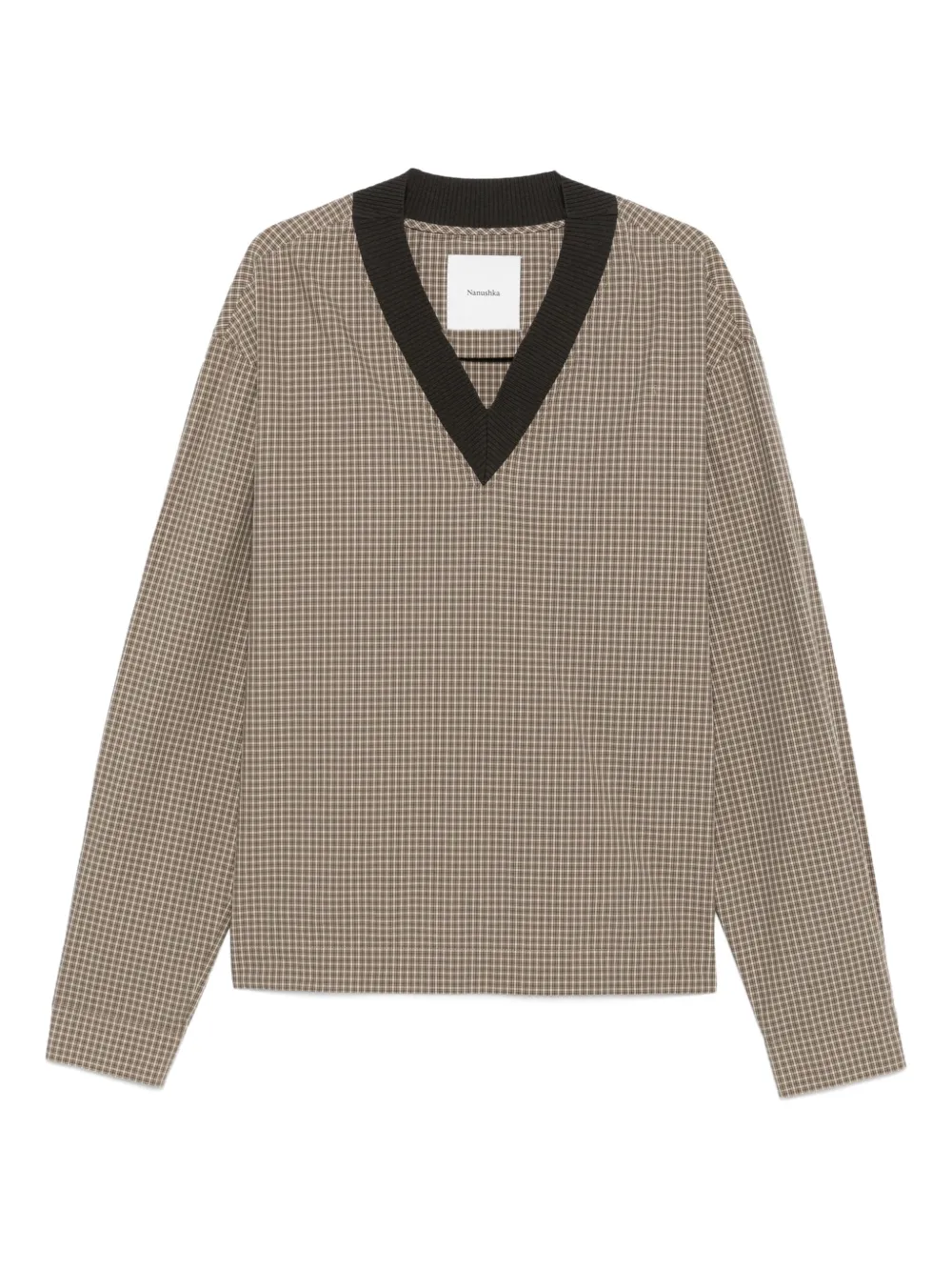 Клетчатый топ с V-образным вырезом Nanushka, коричневый
Клетчатый топ с V-образным вырезом Nanushka, коричневый