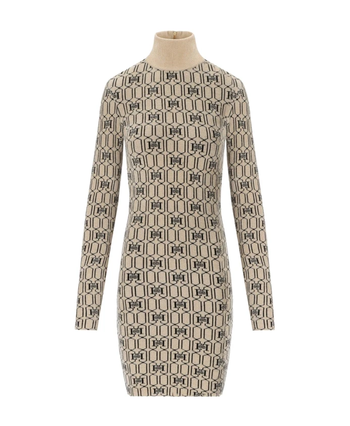 Вязаное мини-платье цвета шампанского с монограммой Elisabetta Franchi, бежевый
Вязаное мини-платье цвета шампанского с монограммой Elisabetta Franchi, бежевый
