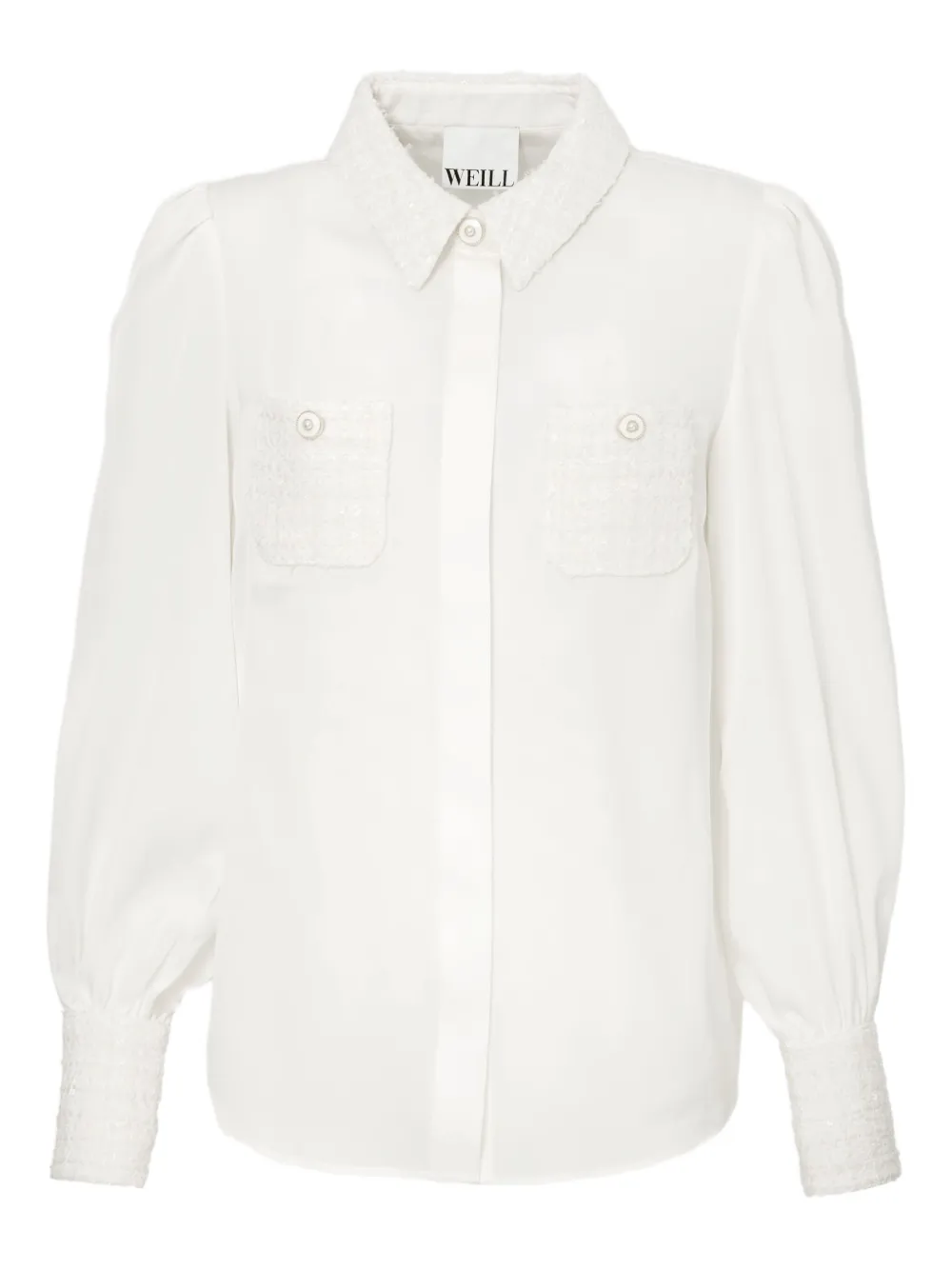 Рубашка из твидовой ткани с комбинированными материалами Weill Paris, белый
Рубашка из твидовой ткани с комбинированными материалами Weill Paris, белый
