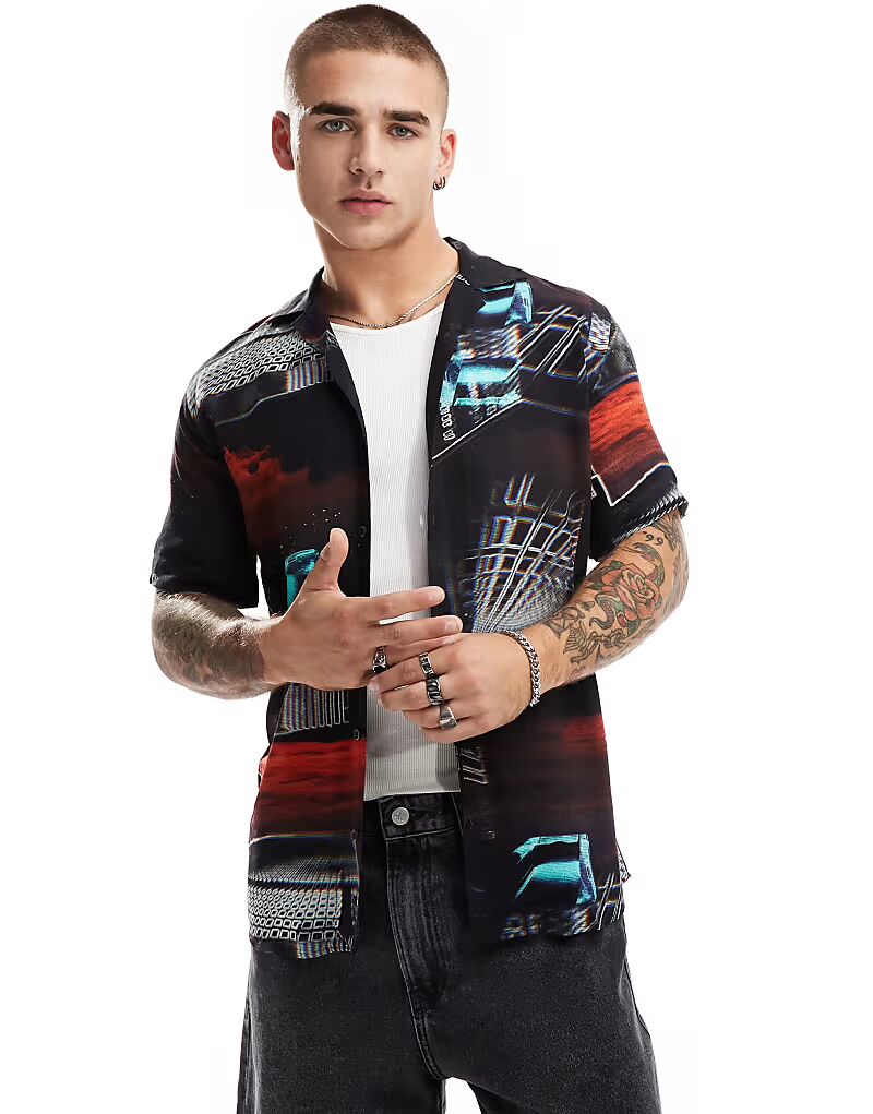 Рубашка с принтом «Аркадный город» в стиле «Уголовное повреждение» в цвете «мульти»
Рубашка с принтом «Аркадный город» в стиле «Уголовное повреждение» в цвете «мульти»