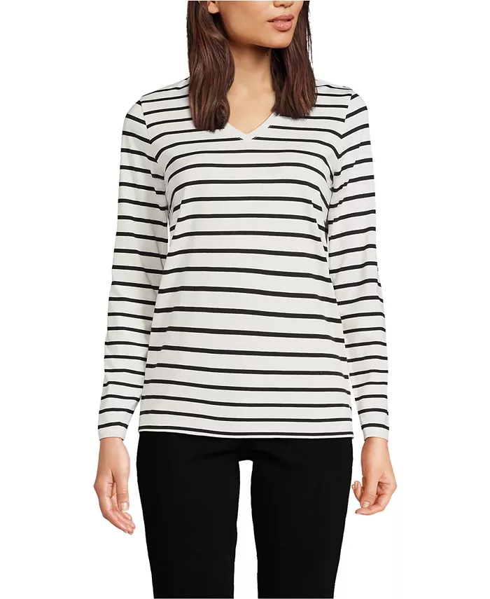 Женская свободная футболка Supima Cotton с длинным рукавом и V-образным вырезом Lands' End, белый
Женская свободная футболка Supima Cotton с длинным рукавом и V-образным вырезом Lands' End, белый