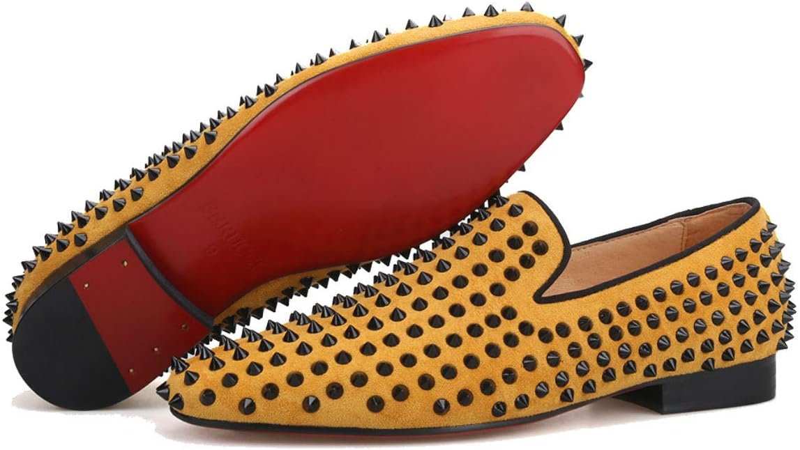 Мужские бархатные лоферы FERUCCI золотого цвета с черными шипами и заклепками, для свадьбы или выпускного
Мужские бархатные лоферы FERUCCI золотого цвета с черными шипами и заклепками, для свадьбы или выпускного