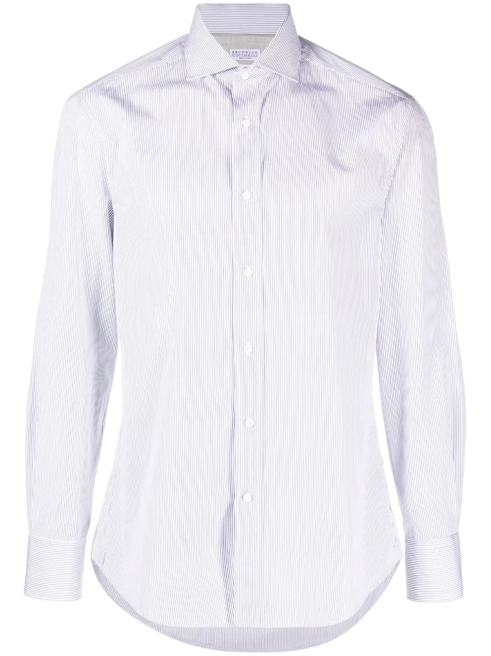 Полосатая рубашка с длинными рукавами Brunello Cucinelli, белый
Полосатая рубашка с длинными рукавами Brunello Cucinelli, белый