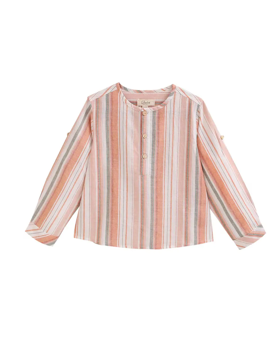 Полосатая рубашка для мальчика с воротником Мао Dadati, оранжевый
Полосатая рубашка для мальчика с воротником Мао Dadati, оранжевый