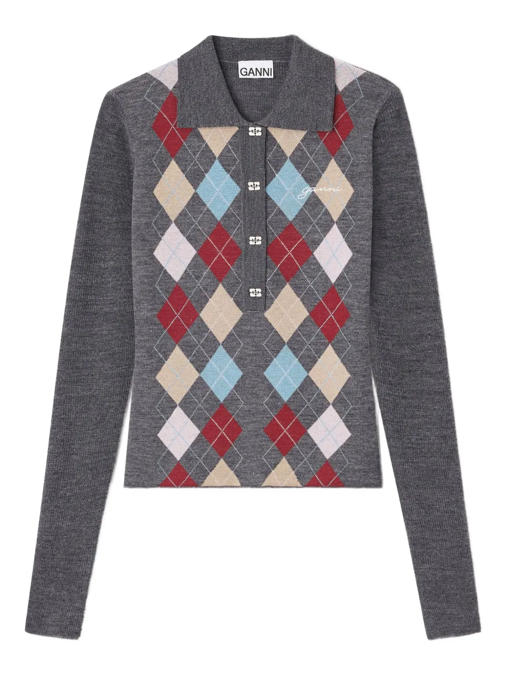 Рубашка поло в рубчик GANNI, серый
Рубашка поло в рубчик GANNI, серый