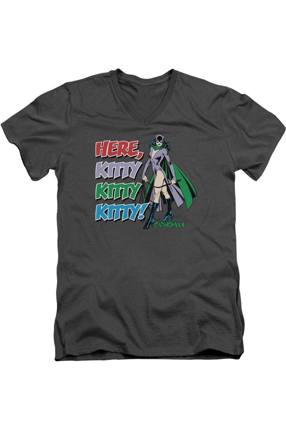 Футболка с коротким рукавом и V-образным вырезом для взрослых DC Comics Here Kitty Gildan, цвет charcoal
Футболка с коротким рукавом и V-образным вырезом для взрослых DC Comics Here Kitty Gildan, цвет charcoal