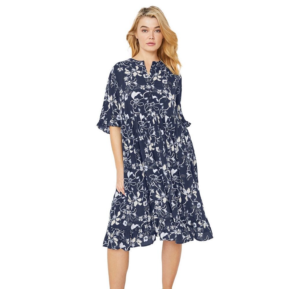 Женское платье в стиле ампир с оборками Ellos больших размеров, цвет Navy Floral Print
Женское платье в стиле ампир с оборками Ellos больших размеров, цвет Navy Floral Print