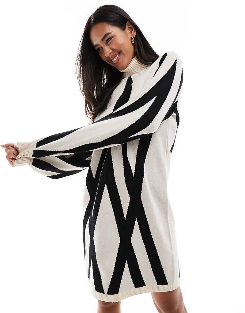 Трикотажное платье-джемпер с высоким воротом в кремовом монопринте Object
Трикотажное платье-джемпер с высоким воротом в кремовом монопринте Object