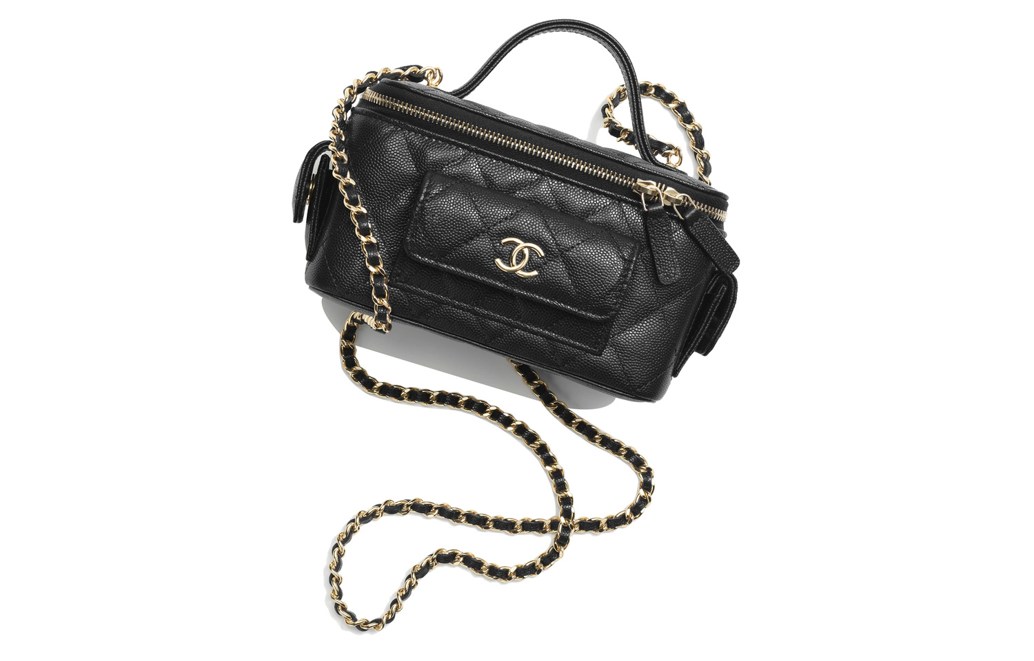 Сумка-коробка из кожи икры, Женская черная сумка через плечо CHANEL
Сумка-коробка из кожи икры, Женская черная сумка через плечо CHANEL