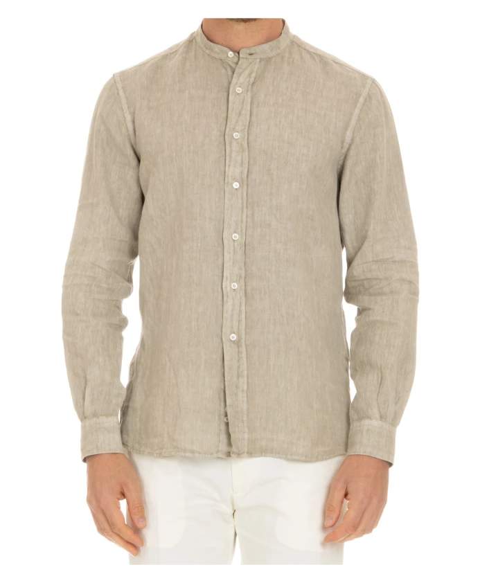 Корейская рубашка с воротником и пуговицами Aspesi, серый 
Корейская рубашка с воротником и пуговицами Aspesi, серый