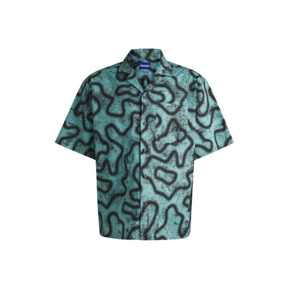 Рубашка свободного кроя из принтованного хлопкового поплина HUGO, бирюзовый
Рубашка свободного кроя из принтованного хлопкового поплина HUGO, бирюзовый