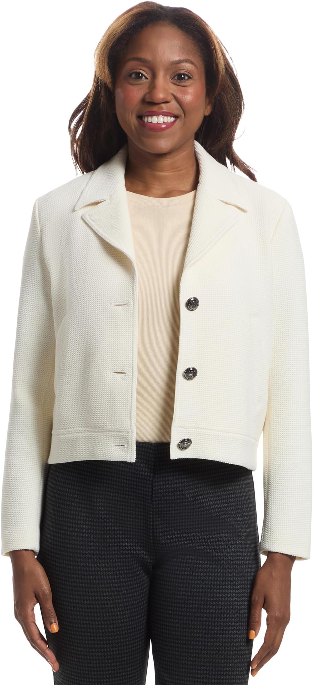 Женская укороченная куртка с застежкой на пуговицы и эластичной вставкой на спине Elliott Lauren, Winter White
Женская укороченная куртка с застежкой на пуговицы и эластичной вставкой на спине Elliott Lauren, Winter White