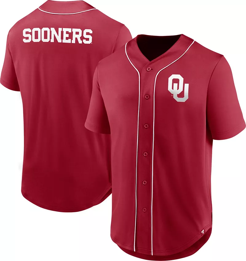 Мужская модная бейсбольная майка на пуговицах NCAA Oklahomaoons Crimson Full Button Fanatics
Мужская модная бейсбольная майка на пуговицах NCAA Oklahomaoons Crimson Full Button Fanatics