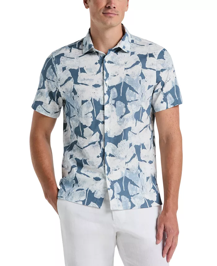 Мужская рубашка с коротким рукавом и принтом листьев на пуговицах Perry Ellis, синий
Мужская рубашка с коротким рукавом и принтом листьев на пуговицах Perry Ellis, синий