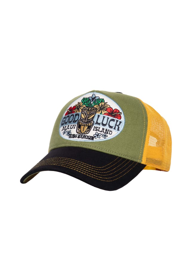 Кепка дальнобойщика с гавайской вышивкой спереди удачи King Kerosin, зеленый
Кепка дальнобойщика с гавайской вышивкой спереди удачи King Kerosin, зеленый