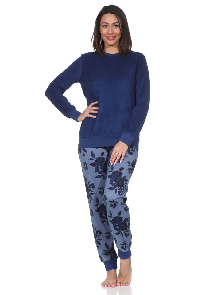 NORMANN Пижама из махровой ткани с длинными рукавами и манжетами, с цветочным узором, темно-синего цвета
NORMANN Пижама из махровой ткани с длинными рукавами и манжетами, с цветочным узором, темно-синего цвета